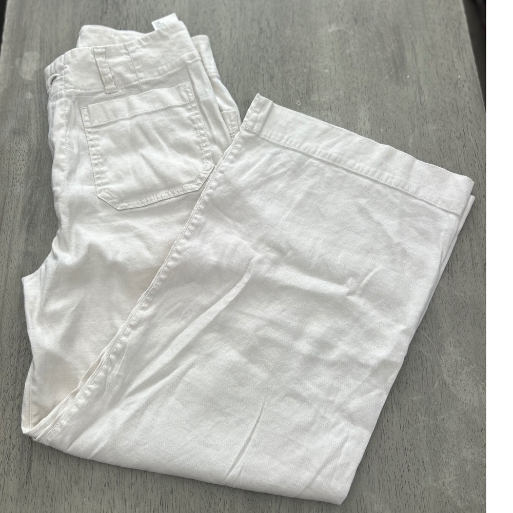 Maeve Anthropologie The Colette Wide Leg Linen Blend Pants Cream 28